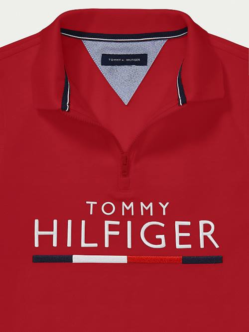 Red Tommy Hilfiger Adaptive Pure Cotton Polo Boys' T Shirts | TH154YBP