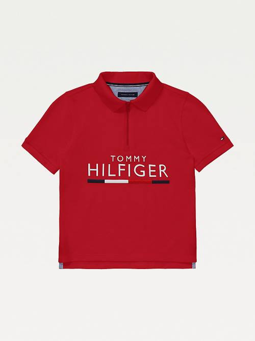 Red Tommy Hilfiger Adaptive Pure Cotton Polo Boys\' T Shirts | TH154YBP