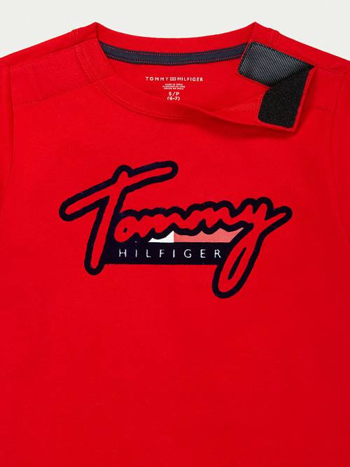 Red Tommy Hilfiger Adaptive Pure Cotton Logo Boys' T Shirts | TH587OGS