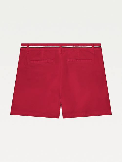 Red Tommy Hilfiger Adaptive Signature Trim Women's Shorts | TH624ODB