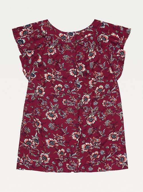 Red Tommy Hilfiger Adaptive Viscose Floral Print Top Women's T Shirts | TH940XPO