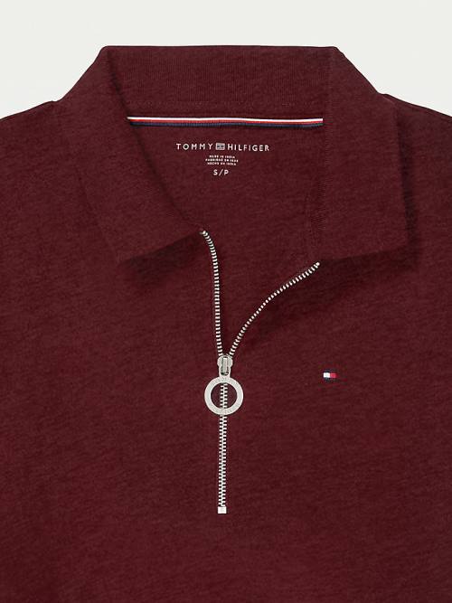 Red Tommy Hilfiger Adaptive Zipped Slim Fit Women's Polo Shirts | TH517NRS