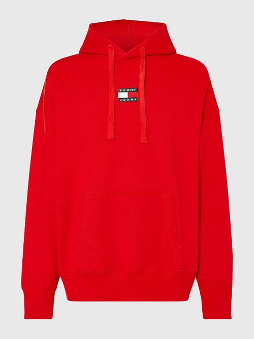 Red Tommy Hilfiger Badge Organic Cotton Men's Hoodie | TH517MDB