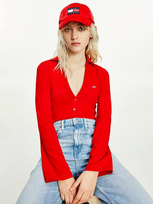 Red Tommy Hilfiger Badge Velvet Cap Women's Hats | TH782YIE