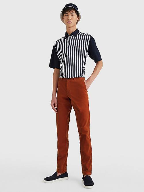 Red Tommy Hilfiger Bleecker Satin Slim Fit Chinos Men's Pants | TH084LPV