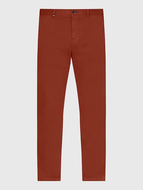 Red Tommy Hilfiger Bleecker Satin Slim Fit Chinos Men's Pants | TH084LPV