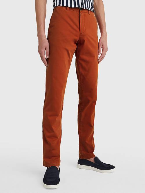 Red Tommy Hilfiger Bleecker Satin Slim Fit Chinos Men\'s Pants | TH084LPV