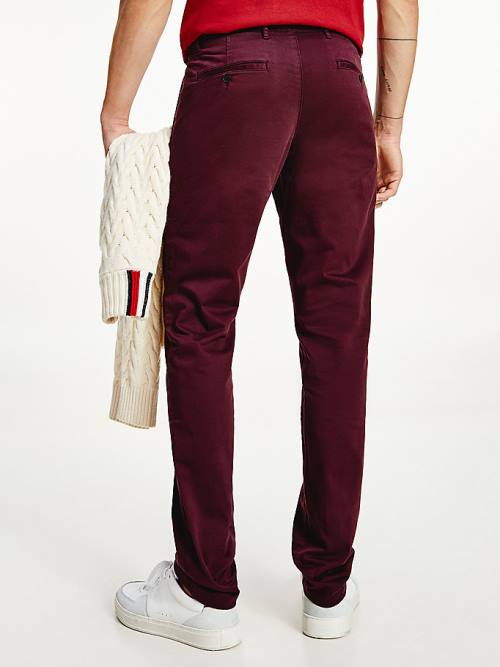 Red Tommy Hilfiger Bleecker Satin Slim Fit Chinos Men's Pants | TH795ZKC