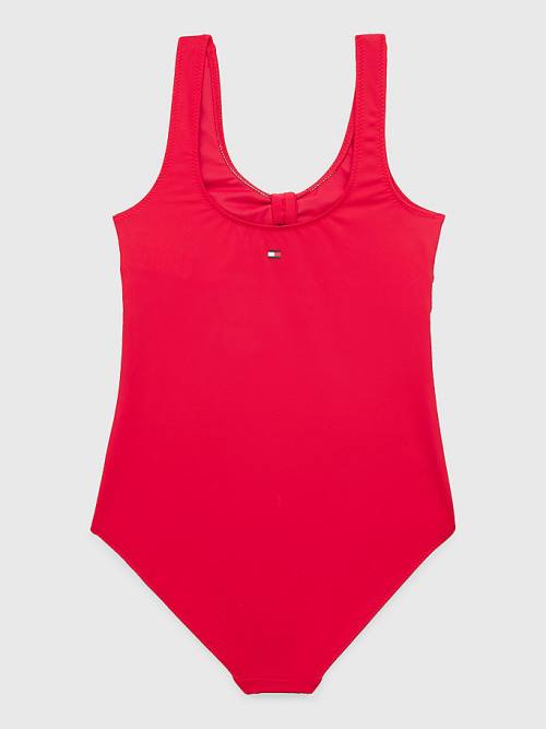 Red Tommy Hilfiger Bow One-Piecesuit Girls' Swimwear | TH172PAH