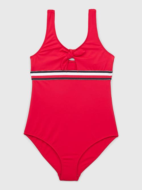 Red Tommy Hilfiger Bow One-Piecesuit Girls\' Swimwear | TH172PAH