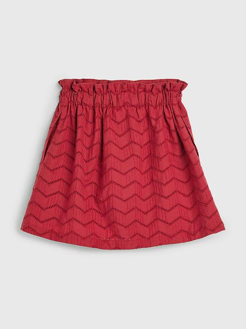 Red Tommy Hilfiger Broderie Anglaise Paperbag Waist Girls' Skirts | TH368EQC