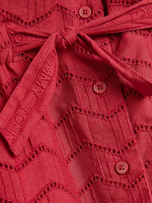 Red Tommy Hilfiger Broderie Anglaise Paperbag Waist Girls' Skirts | TH368EQC