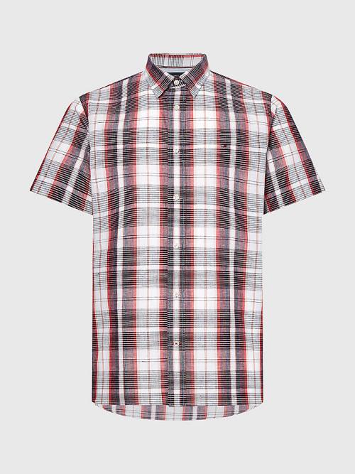 Red Tommy Hilfiger Check Short Sleeve Regular Fit Men\'s Shirts | TH586ELK