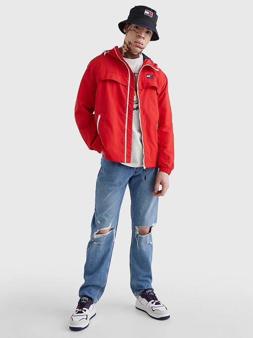 Red Tommy Hilfiger Chicago Windbreaker Men's Jackets | TH672HLC