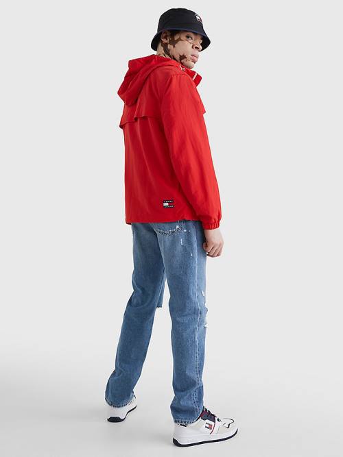 Red Tommy Hilfiger Chicago Windbreaker Men's Jackets | TH672HLC