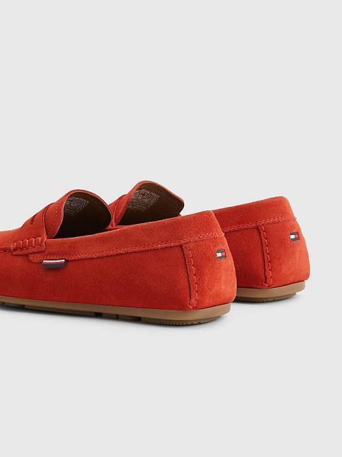 Red Tommy Hilfiger Classic Suede Driving Men's Casual Shoes | TH013WRC