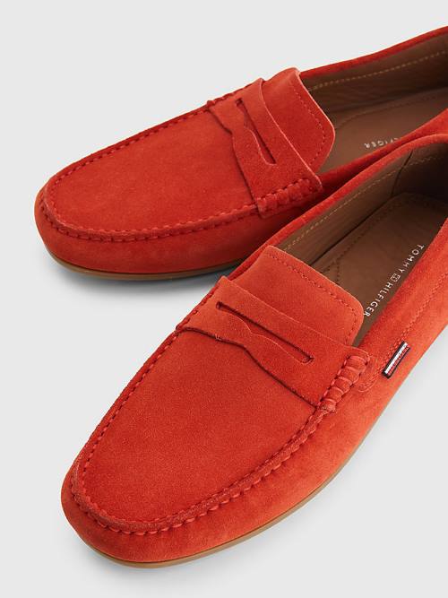 Red Tommy Hilfiger Classic Suede Driving Men's Casual Shoes | TH013WRC