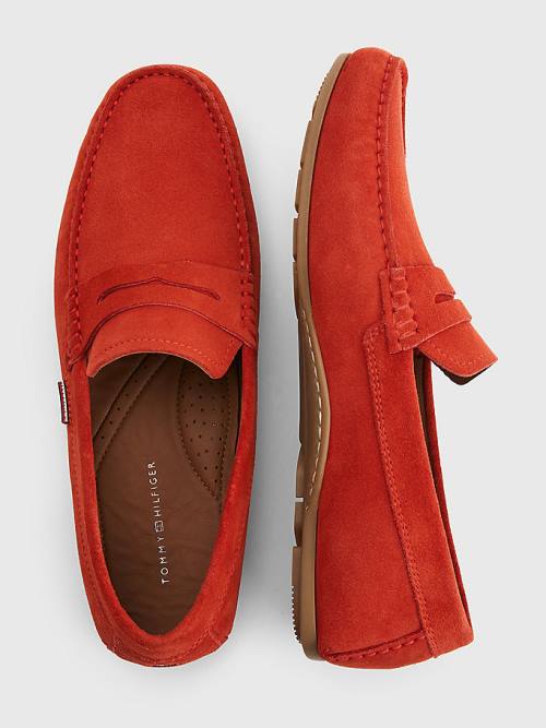 Red Tommy Hilfiger Classic Suede Driving Men's Casual Shoes | TH013WRC