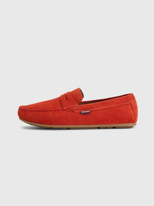 Red Tommy Hilfiger Classic Suede Driving Men's Casual Shoes | TH013WRC