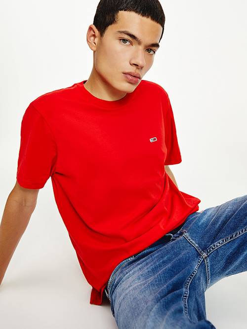 Red Tommy Hilfiger Classics Organic Cotton Men's T Shirts | TH930JSX