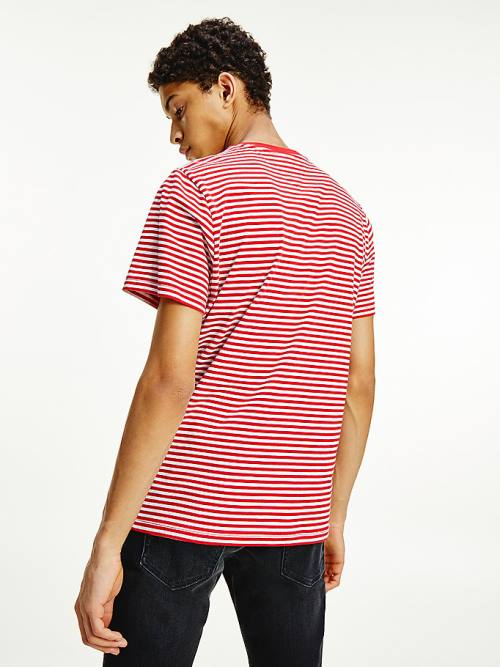 Red Tommy Hilfiger Classics Stripe Men's T Shirts | TH057BUN