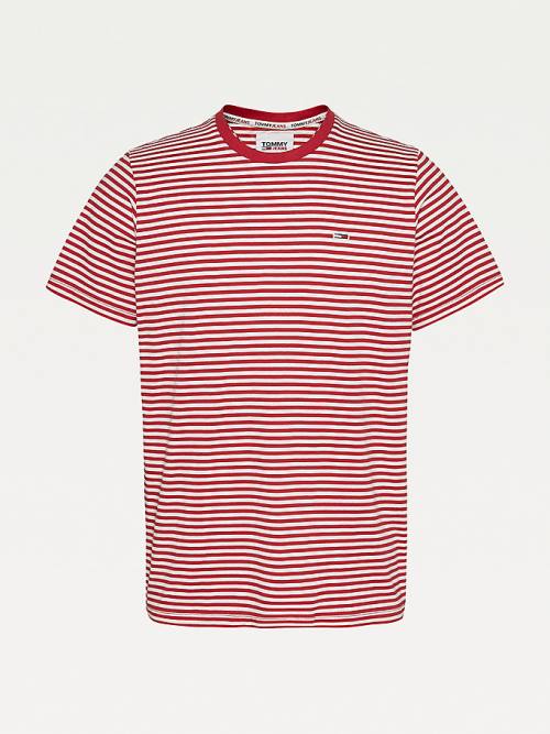 Red Tommy Hilfiger Classics Stripe Men's T Shirts | TH057BUN