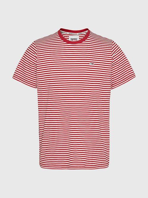 Red Tommy Hilfiger Classics Stripe Men\'s T Shirts | TH057BUN