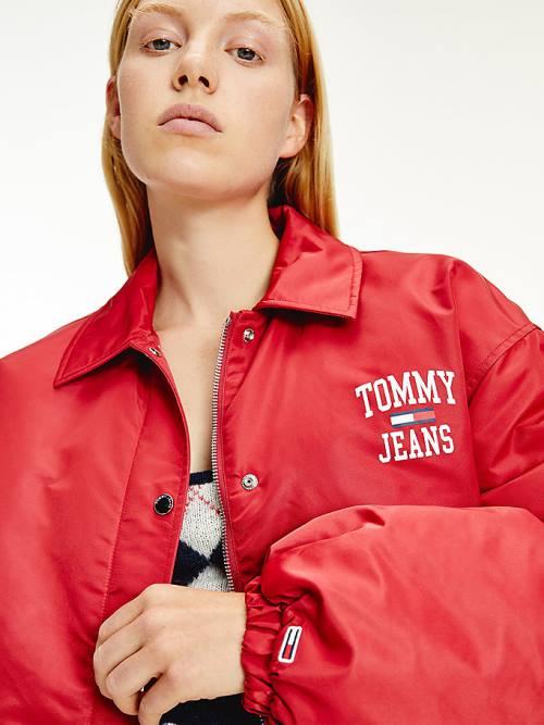 Red Tommy Hilfiger College Recycled Coach Women's Jackets | TH709JUN