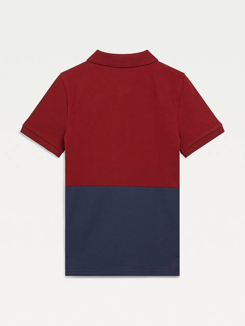 Red Tommy Hilfiger Colour-Blocked Logo Polo Boys' T Shirts | TH856WOB