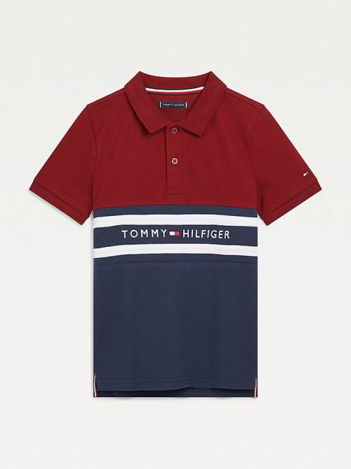 Red Tommy Hilfiger Colour-Blocked Logo Polo Boys\' T Shirts | TH856WOB