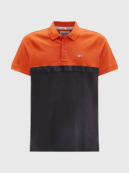 Red Tommy Hilfiger Colour-Blocked Regular Fit Men's Polo Shirts | TH761XKM