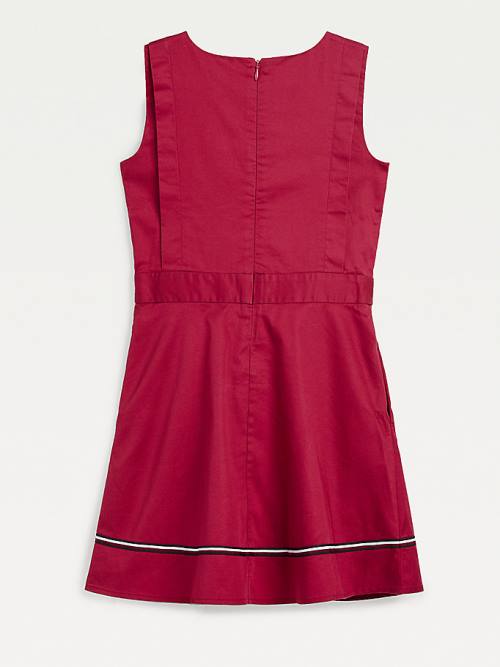 Red Tommy Hilfiger Cotton Fit & Flare Sleeveless Girls' Dress | TH460SPM