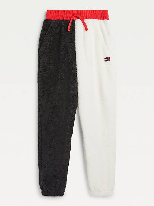 Red Tommy Hilfiger Cozy Tommy Badge Colour-Blocked Fleece Joggers Women's Pants | TH845UAJ