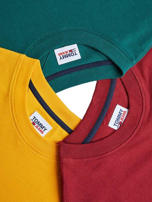 Red Tommy Hilfiger Crew Neck Men's T Shirts | TH145XCU