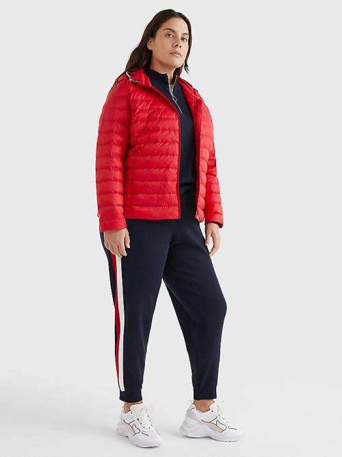 Red Tommy Hilfiger Curve Essential Removable Hood Down Women's Jackets | TH046EHL