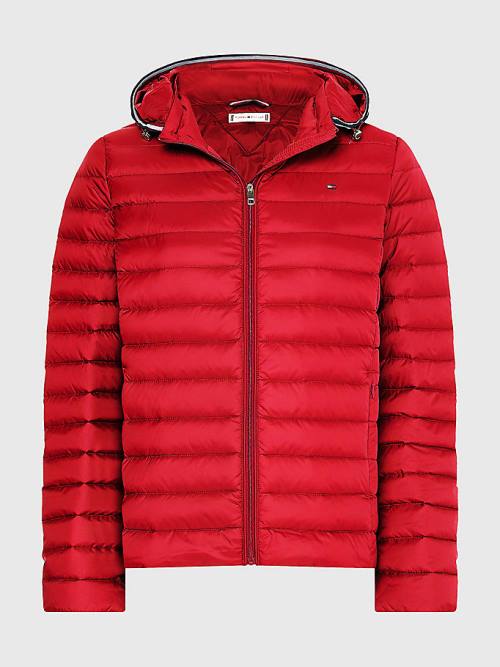 Red Tommy Hilfiger Curve Essential Removable Hood Down Women's Jackets | TH046EHL