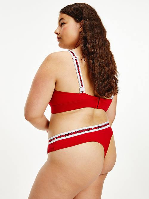 Red Tommy Hilfiger Curve Logo Thong Women's Underwear | TH174JDU