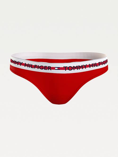 Red Tommy Hilfiger Curve Logo Thong Women's Underwear | TH174JDU