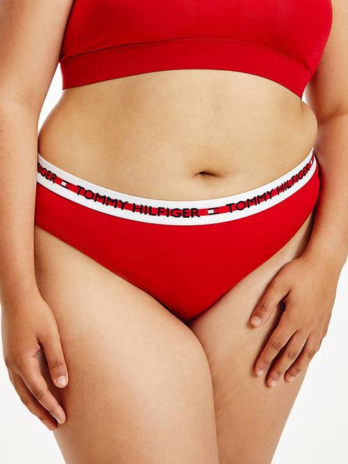 Red Tommy Hilfiger Curve Logo Thong Women\'s Underwear | TH174JDU