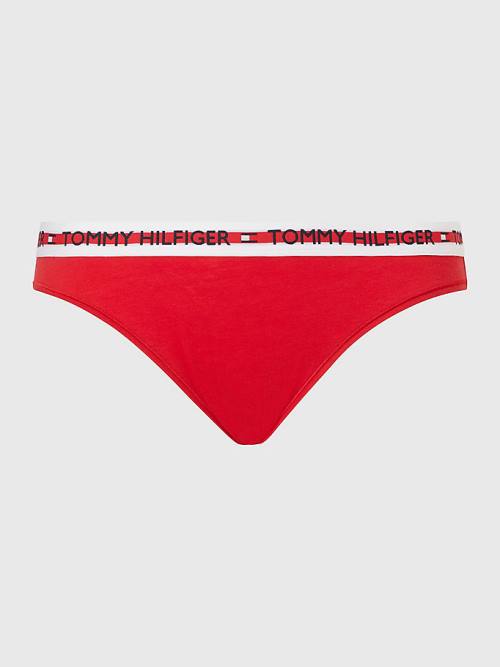 Red Tommy Hilfiger Curve Repeat Logo Stretch Organic Cotton Briefs Women's Underwear | TH276WTO