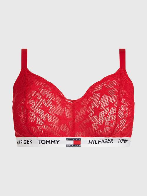 Red Tommy Hilfiger Curve Tommy 85 Star Lace Triangle Bra Women\'s Underwear | TH078JBY