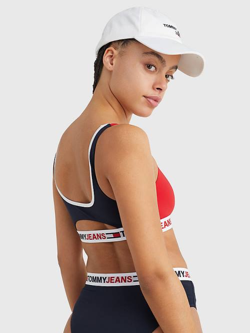 Red Tommy Hilfiger Cutout Detail Bikini Bralette Women's Swimwear | TH934NCZ