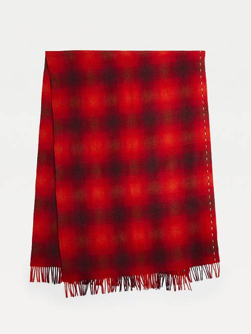 Red Tommy Hilfiger Elevated Check Wool Women's Scarves | TH896IQK