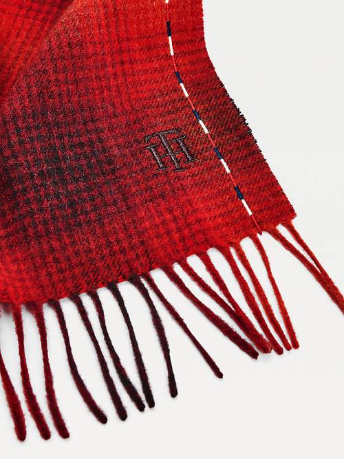 Red Tommy Hilfiger Elevated Check Wool Women's Scarves | TH896IQK