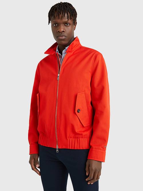 Red Tommy Hilfiger Elevated Stand-Up Collar Harrington Men\'s Jackets | TH802MJD