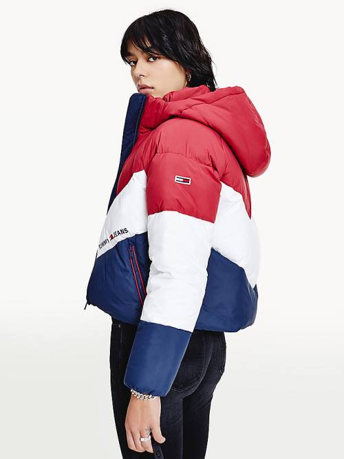 Red Tommy Hilfiger Essential Down Chevron Puffer Women's Jackets | TH216ICA