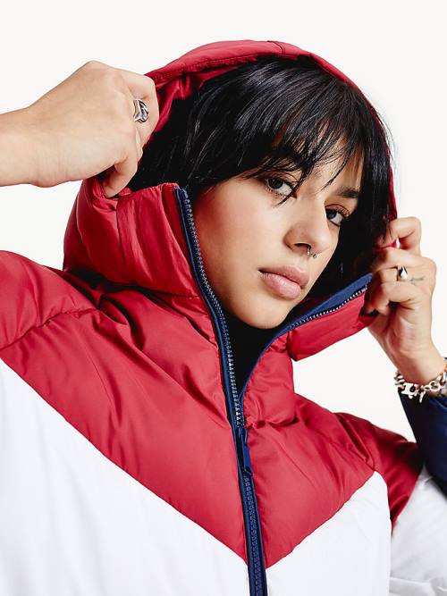 Red Tommy Hilfiger Essential Down Chevron Puffer Women's Jackets | TH216ICA