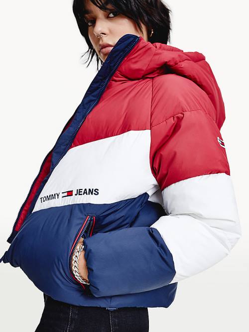 Red Tommy Hilfiger Essential Down Chevron Puffer Women's Jackets | TH216ICA