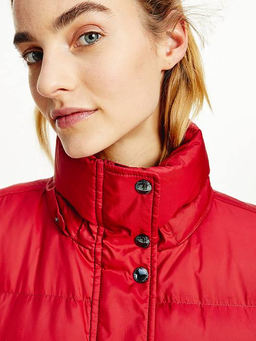 Red Tommy Hilfiger Essential Down-Filled Faux Fur Trim Coat Women's Jackets | TH539PUD