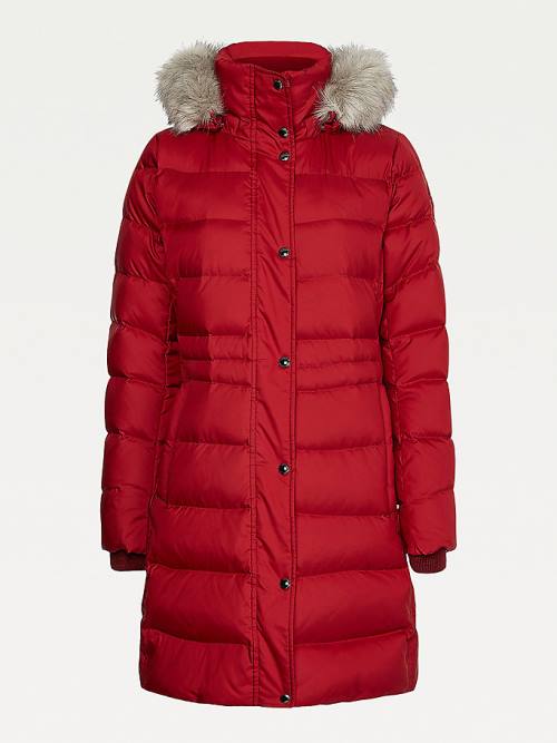 Red Tommy Hilfiger Essential Down-Filled Faux Fur Trim Coat Women's Jackets | TH539PUD